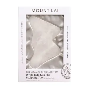 The Vitality Qi White Jade Gua Sha Sculpting Tool with Protective Pouch