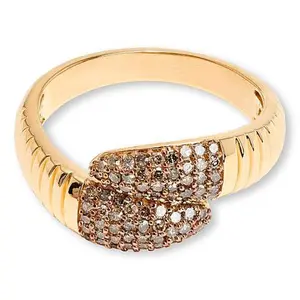Rarities Gold-Plated Champagne Diamond Bypass Ring