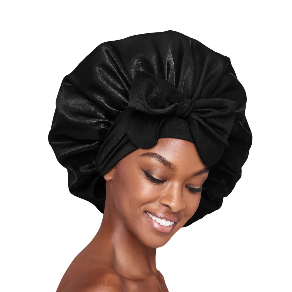 RED by KISS Adjustable Satin Bonnet with Tie Band – Extra Large Silky Cap for Braids, Locs & Curls