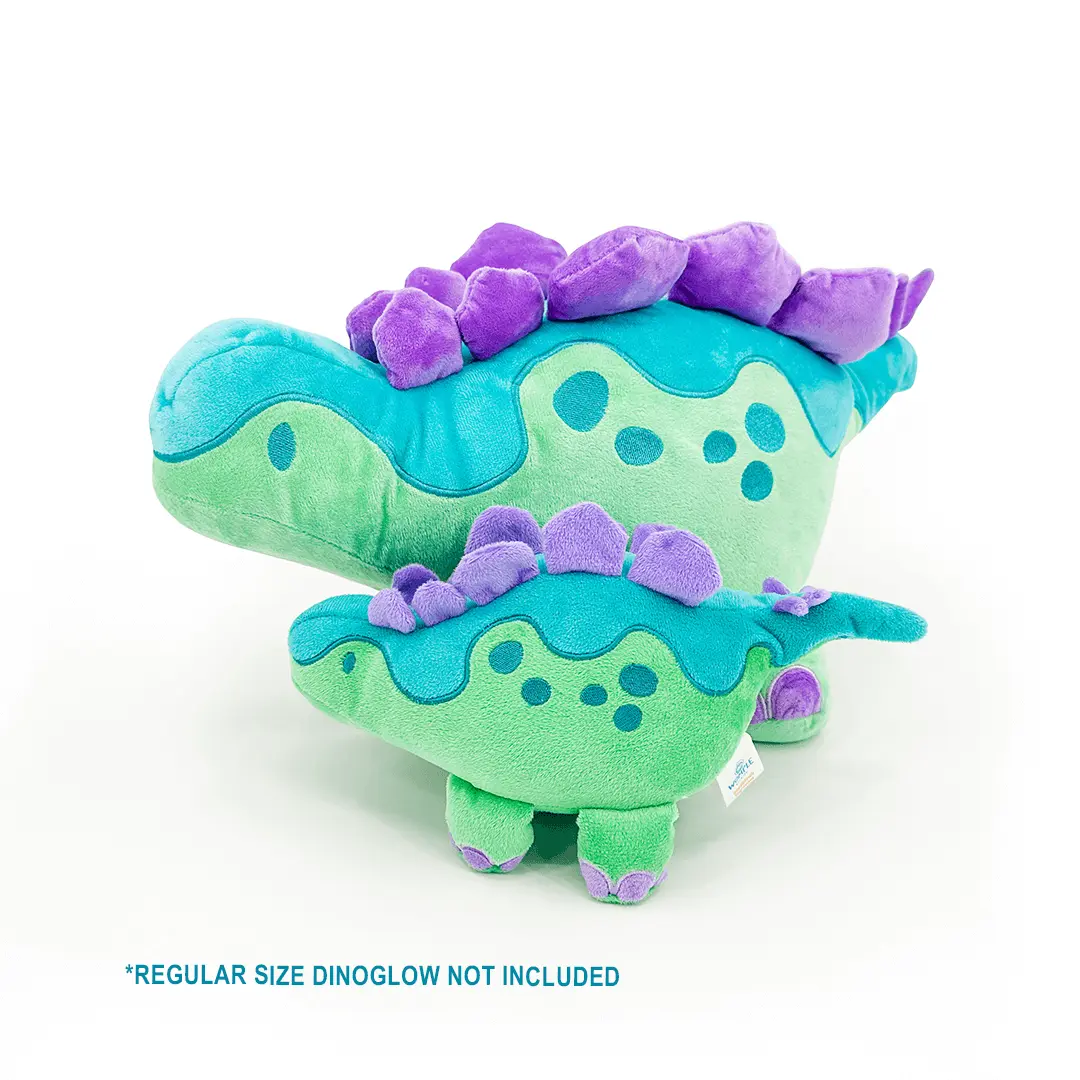 WOMPLE STUDIOS DinoGlows Mega Stegosaurus Plush Toy, Reversible with Fossil Skeleton that Glows in the Dark