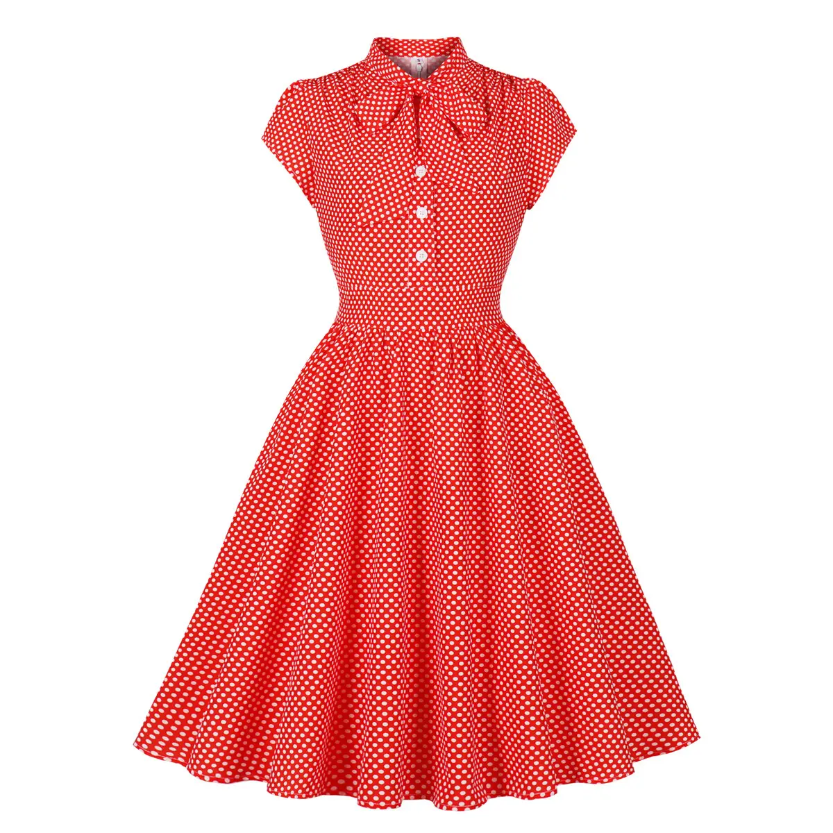 Women's 1960s Vintage Polka Dot Bow Neckline Cap Sleeve Button-Up A-Swing Flare Party Dress in Blue & Red Sizes S-XXL Casual Formal Summer Suits - TikTok Shop Women's 1960s Vintage Polka Dot Bow Neckline Cap Sleeve Button-Up A-Swing Flare Party Dress in Blue & Red Sizes S-XXL Casual Formal Summer Suits - TikTok Shop