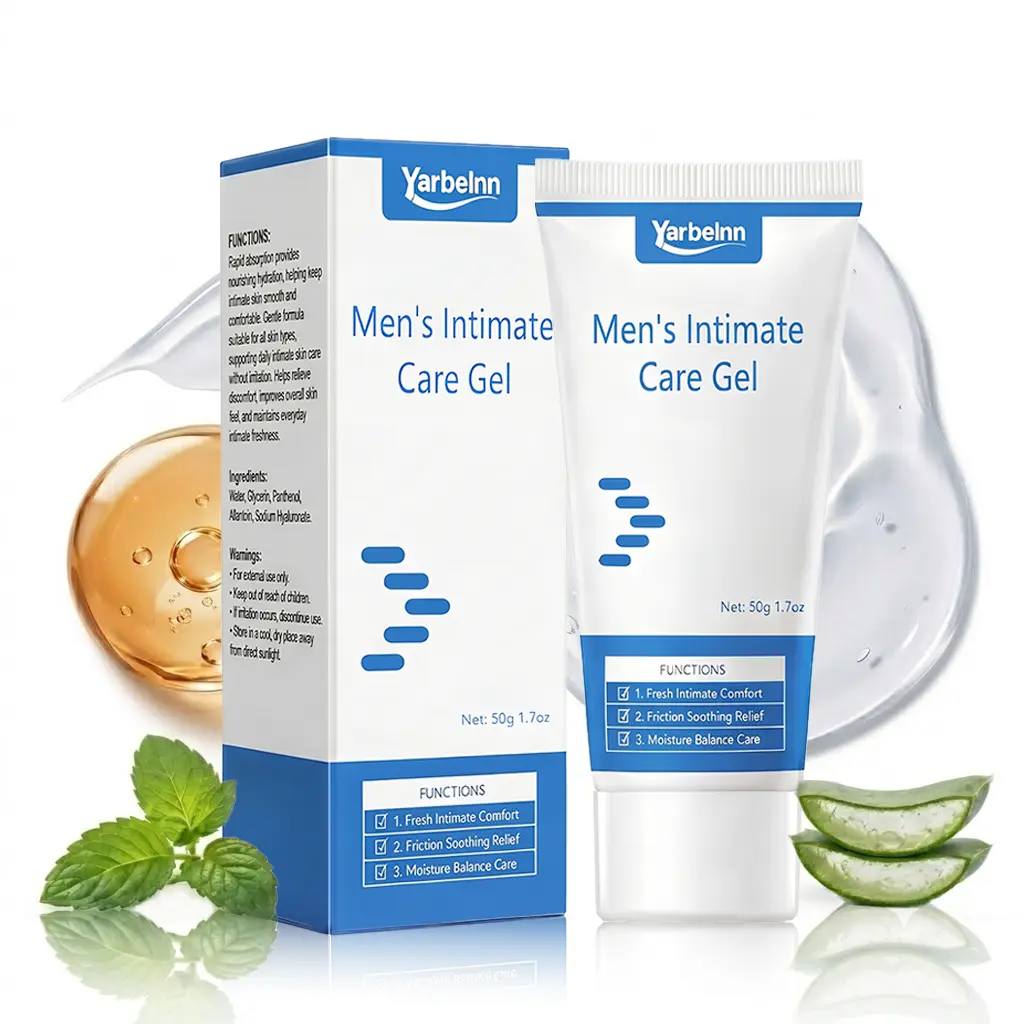 Yarbelnn Men's Sensitive Intimate Body Care Gel with Hyaluronic Acid - Lightweight Moisturizer for Anti-Odor, Sweat Protection, Gentle Cooling Itch Relief & Nourished Skin