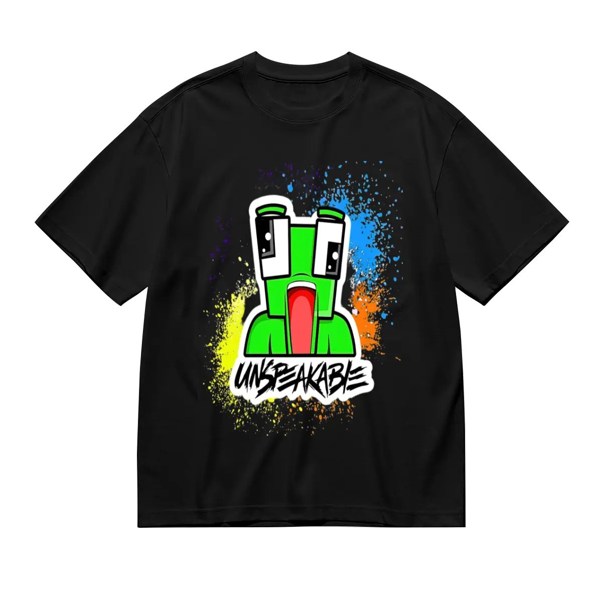 Unspeakable  Women'S Short-Sleeve T-Shirt For, Loose-Fitting Summer Korean Style, Plus Size For Middle-Aged Women, Half-Sleeve Black Top With A Round Neck, Printed T-Shirt For Women, Popular Body-Shap