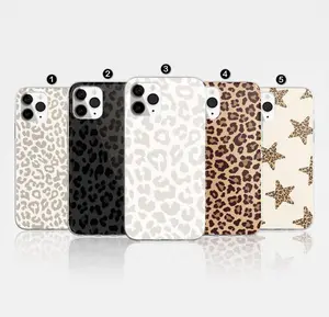 Neutral Leopard Print Phone Case for iPhone 17 16 15 14 13 Pro Max Plus, Aesthetic Cheetah & Star Pattern Cover, Minimalist Animal Print Luxury Shell.