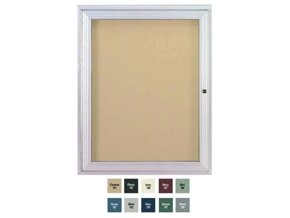 Ghent PA13624VX-181 36 in. x 24 in. 1-Door Satin Aluminum Frame Enclosed Vinyl Bulletin Board - Caramel
