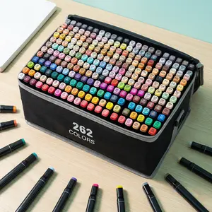 KIDGENIUS 262168120 Color Alcohol Markers Gift Set Dual Tip Art Markers for Kids Boys Girls Students Adults Professional Quality Includes Brown and Skin Tones Perfect for Easter Gifts Fine Detailing and Large Area Coloring - Watercolor Brush Pen