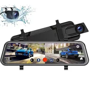 10 Inch Full Screen Touch Streaming Rearview Mirror Dash Cam with WiFi Front Rear Recording Reverse Image