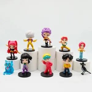 Korean Anime Q Version Boy Girl Group Demon Hunter Figure Model Tiger Crow Lumi Zoey Gashapon Ornament