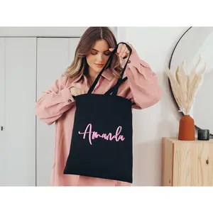 Personalized Name Tote Bag with Colorful Shadow Monogram 90's style