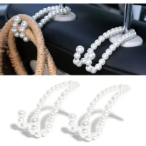Purse Hook for Car, Cute Pearl Bag Hanger for Seat Headrest Organized, Girly Car Decor Accessories for Women