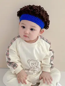 Funny Curly Wig Hat with Elastic Hairband, Kids Photo Props, Party Role Play Accessories, Soft Knit Headbands, Baby Photography Decorations