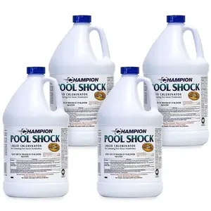 Champion Pool Shock Liquid Chlorinator for Pool Water Disinfection, (2/4 Pack)