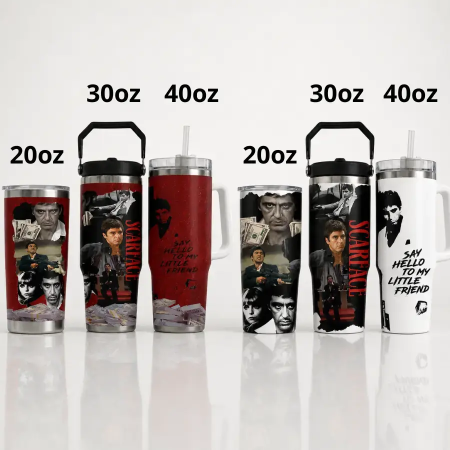 Gangster Movie Style 30oz 40oz Tumbler With Handle, Red Crime Drama Insulated Travel Cup, Mobster Inspired Stainless Steel Mug, Movie Fan Gift