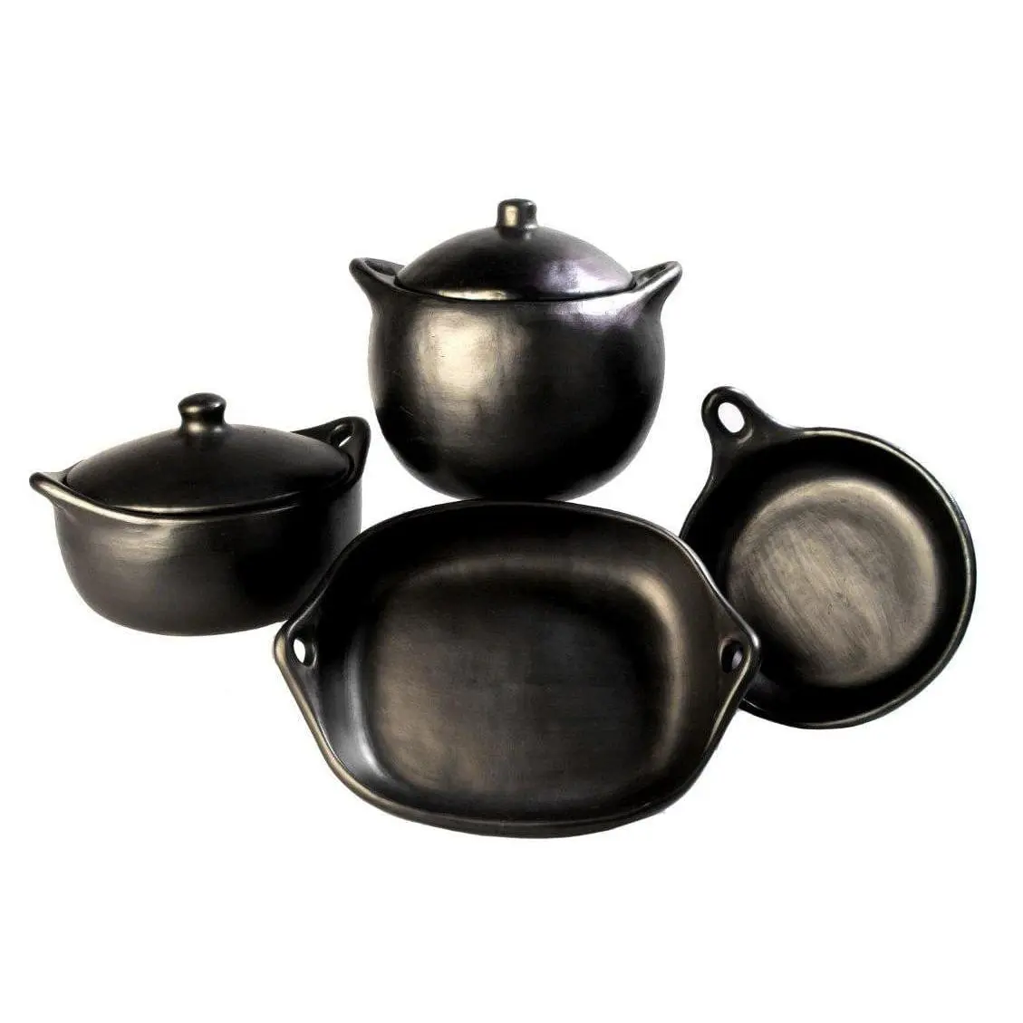 Authentic Chamba Traditional Collection 4-Piece Gift Set - Black Clay Essentials for Home Chefs - Stovetop & Oven Safe – Handmade in Colombia