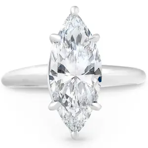 Certified 5Ct Marquise Diamond Solitaire Engagement Ring White Gold Lab Grown