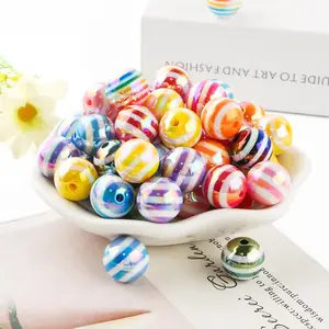 Colorful Striped Beads, 20pcs/bag Acrylic Beads Mix DIY Beads for Pendant, Bracelet, Keychain, Pen Making, DIY Beading Supplies for Jewelry Making, Handmade Crafts
