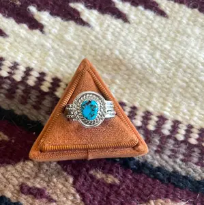 Handcrafted Sterling Silver Kingman Turquoise 2 Braid Band Ring