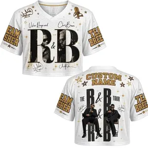 Fashion unisex R&B Tour Inspired FootballJersey mixed mesh, Hip Hop Concert Shirt, gift for true fans