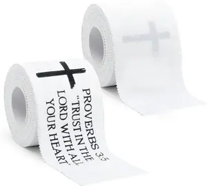 2Pcs Christian Cross Athletic Sports Wrap Tape 2in x 23ft Jesus Cotton Zinc Oxied White Wrist Tape for Muscle Strapping, Joint Stability, Wrist & Knee Tennis Baseball Soccer Boxing