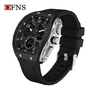 Valentine's Day OFNS Men's Sporty Digital-Analog Watch with Luminous Dial Date Alarm Waterproof Rugged Stylish Timepiece Gold-Plated Stainless Steel Gift Ready Box