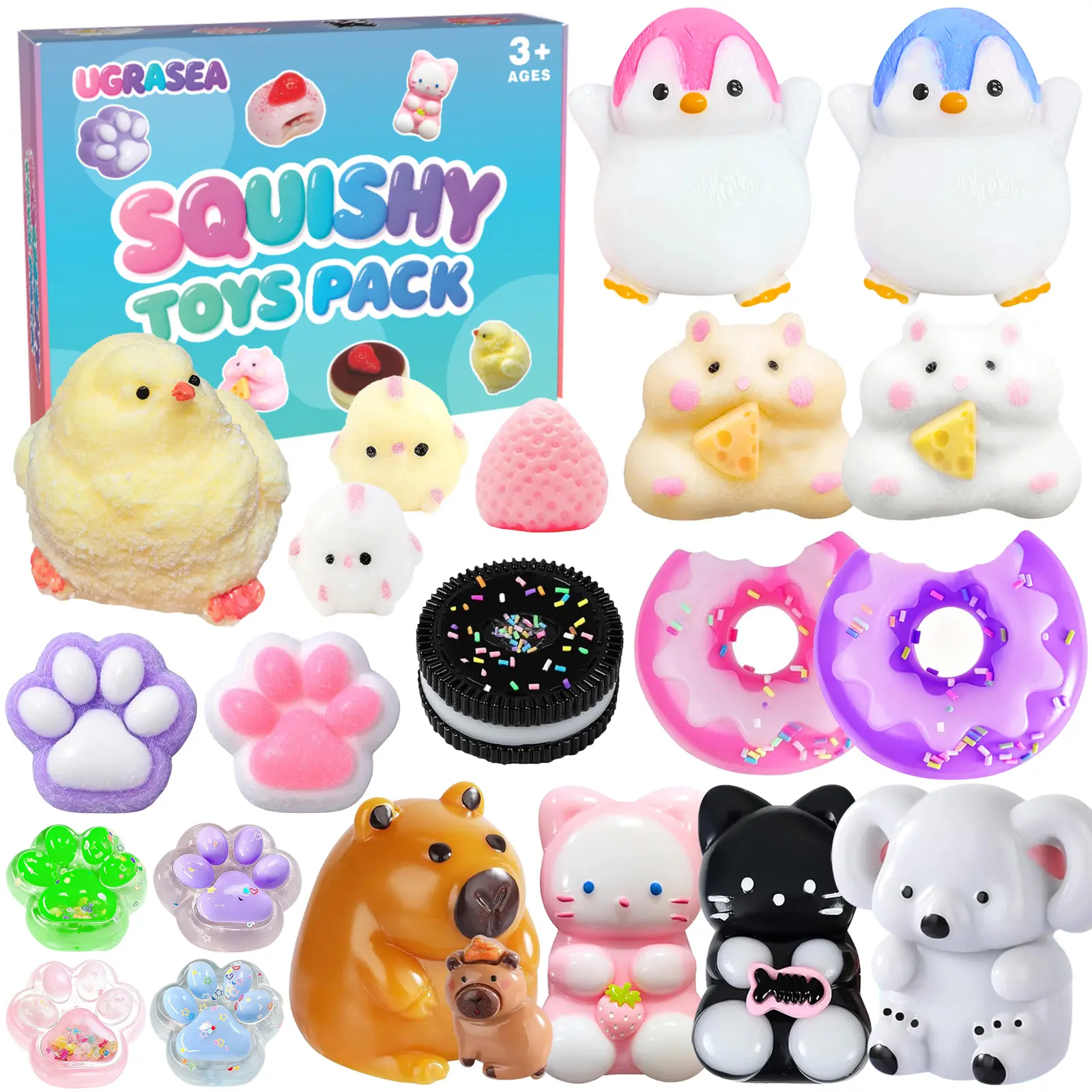 Taba Squishy 21Pack, Fufu Squishies Stress Relief Sensory Gift Set Silicone Toys for Kids , Teens & Adults Party Favors, Birthday Gifts, Graduation Gifts, Christmas Stocking Stuffers