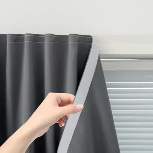 Yitap 100% Full Shade Light Blockage Thermal Insulated Curtains Self-Adhesive No Drilling, Bedroom Strong Sun Heat Blocker Heat Reduction, Privacy Protection Thick Fabric Easy Installation