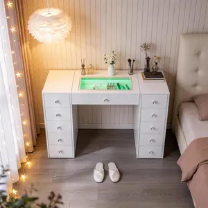 Vanitii Dressing Table with LED RGB Lights-White