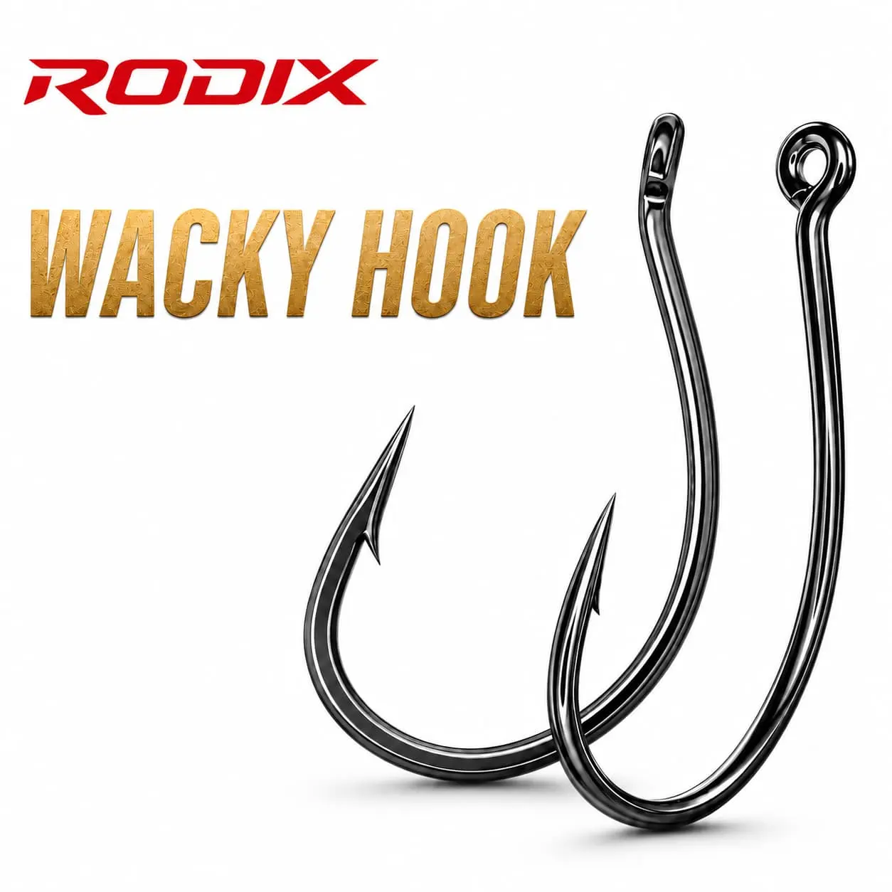 2026 NEW RODIX Multi-Size Flat-Forged Wacky Hooks, High Carbon Steel Ultra-Sharp Barbed Tip Black Nickel Finish Wide Gap Worm Hooks for Senko Soft Plastics Bass Freshwater Fishing