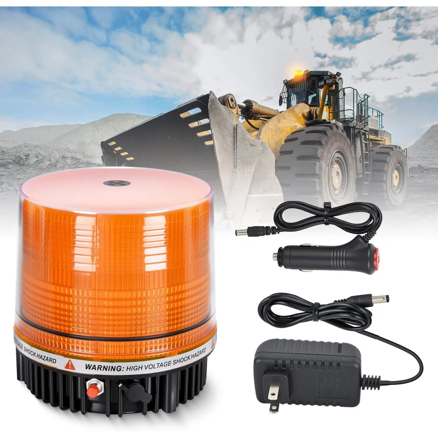 Nilight 18-LED Amber Magnetic Beacon Light - Wireless Rotating, Battery-Powered Outdoor Work Safety Strobe with ABS-Polycarbonate-Metal Build, Home Charger, 360° Coverage Lens, 50000-Hour Lifespan, DC Power Compatible for Construction Vehicles, Tractors