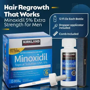 Kirkland Minoxidil 5% for Men & Women Universal Solution for Pattern Baldness & Thinning Liquid Hair Growth Booster 3-Month Supply| Targets Hair Thinning at the Root, Enhances Hair Density & Supports Healthy Growth, Dermatologically T