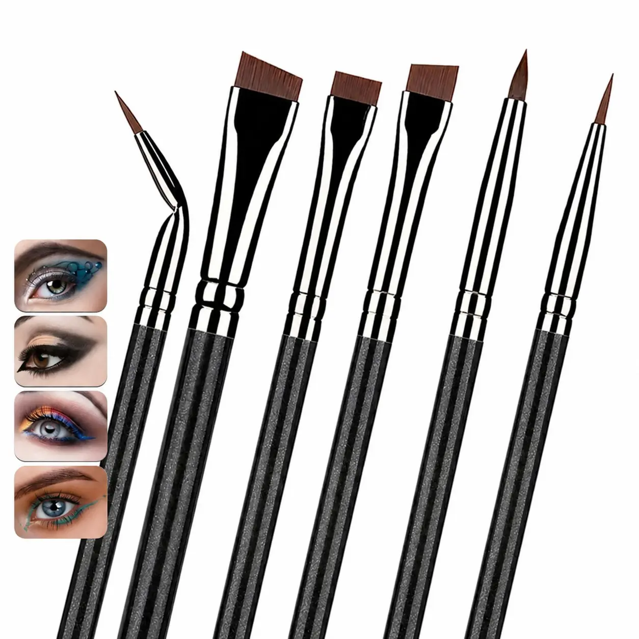 7pcs Eyeliner Brush Set, Angled Flat Gel Eye Liner Makeup Brushes, Ultra Thin Liner Brush, Fine Point Eyeliner Brushes for Women Girls