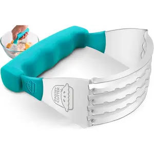 Heavy Duty Stainless Steel Pastry Cutter Blender Comfortable Handle Dishwasher Safe Perfect for Flaky Pie Crust & Biscuits Turquoise