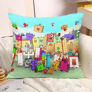 1pc Numberblocks Printed Pillow Cover, Double-Sided Print, Zipper Closure, Machine Washable Polyester, for Office, Living Room, Bedroom Decor, Home or Holiday Gift (Pillow Insert Not Included), Cute Pillowcase