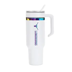 48oz Texas Longhorns Iridescent Anodized White Tumbler
