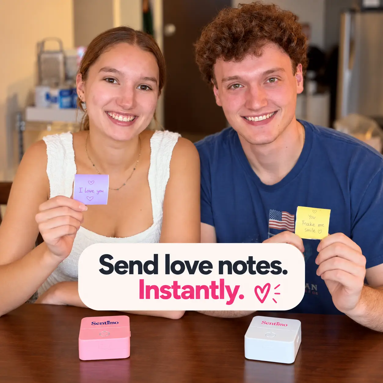 Sentimo Bluetooth Love Note Thermal Printer - Inkless Mini App Label Printer for Couples - 1 or 2 Pack