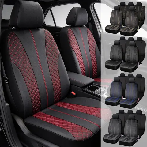 Car Seat Covers For 5 Seats, Full Set Universal Seat Covers for Cars, Flat Cloth Auto Seat Air Mesh Design Protectors, Car Interiors Fit For Nissan /Honda /Accord/Civic /CRV /Hrv /Kia /Sorento /Toyota /Corolla /4Runner /Camry /Hyundai /Mazda