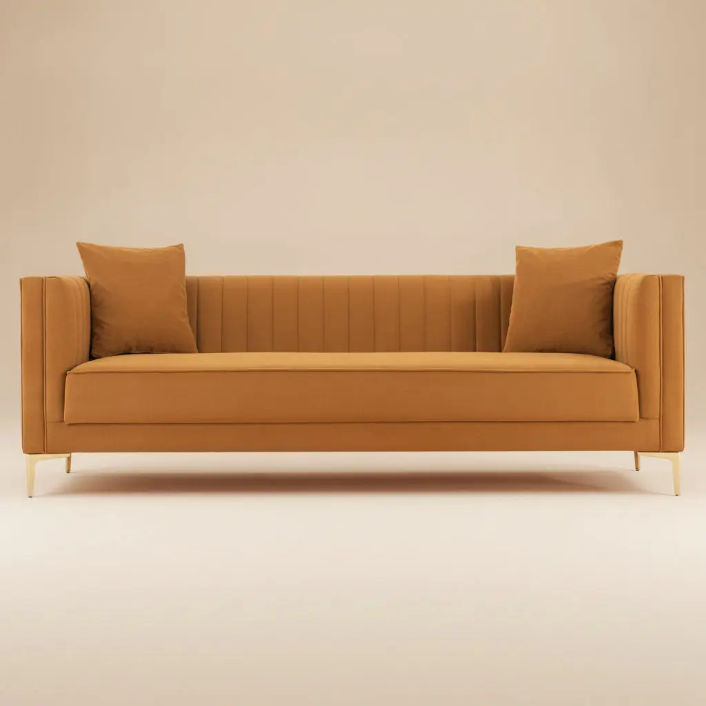 Kendra Cognac Velvet Sofa