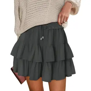 Flowy Shorts for Women Ruffle Skorts Tiered Teen Girls Country Concert Outfits Golf Tennis Skort Under Sweater Skirt