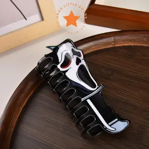 Halloween Themed Double-Sided Claw Hair Clip Fun Horror Durable Plastic for Women & Girls Casual Design 4 Inches Unisex Premium Quality Hair Claw Gift for Her