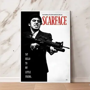 Scarface Say Hello To My Little Friend Poster, Vintage Movie  Wall Art, Decor Home Decor Unframed