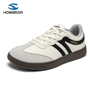 HOBIBEAR German Army Trainers Retro Tennis Shoes Lace Up Sneakers Wide Toe Box Barefoot Feel Anti-Slip Sole Breathable Mesh Unisex Sport Daily Wear