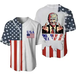Trumm.p USA Flag Baseball Jersey WTF One For Bi.den One For Ha.rris Baseball Jersey, JTrendy Jersey Button Down