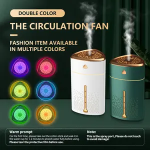 Gift - USB-powered portable colorful night light humidifier, suitable for ambient light aroma diffuser for cars and homes, silent aromatherapy diffuser for bedrooms, offices, and cars, with simulated flame air humidifier and seven colors.