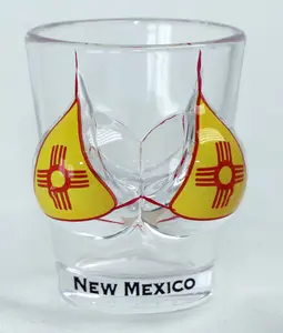 New Mexico Flag Bikini Bust 3D Shot Glass