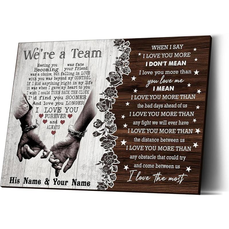 Personalized We're A Team Couple Poster Gift for Him, Her, Husband Wife Christmas Birthday Anniversary Couple Lover Custom Name Poster Canvas Print Wall Art Home Decor Picture for Bedroom LivingRoom