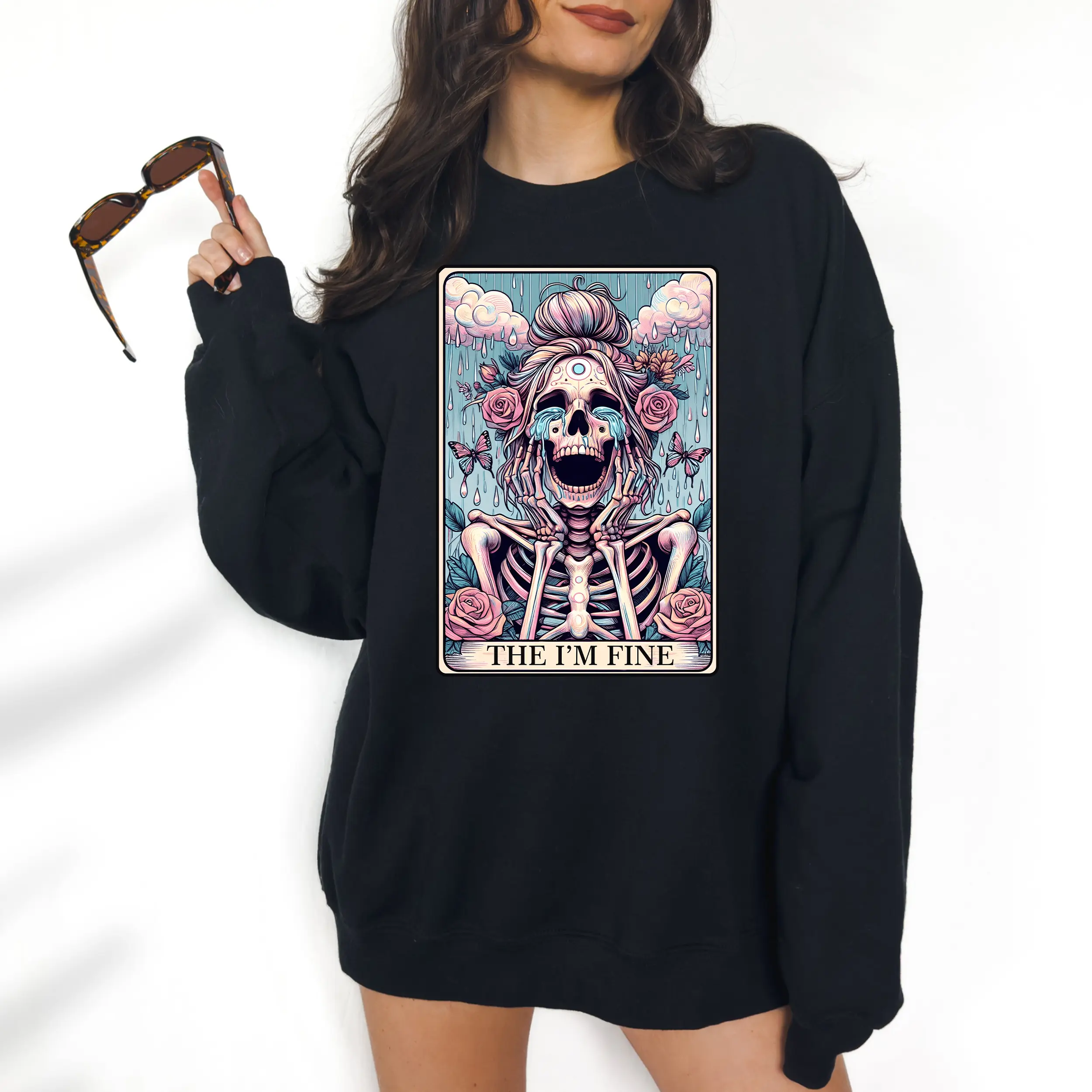 I'm Fine - Unisex Crewneck Sweatshirt - Print is Sublimation, Funny Tee, Funny Apparel, Gift Idea, Relaxed Fit, Casual Apparel