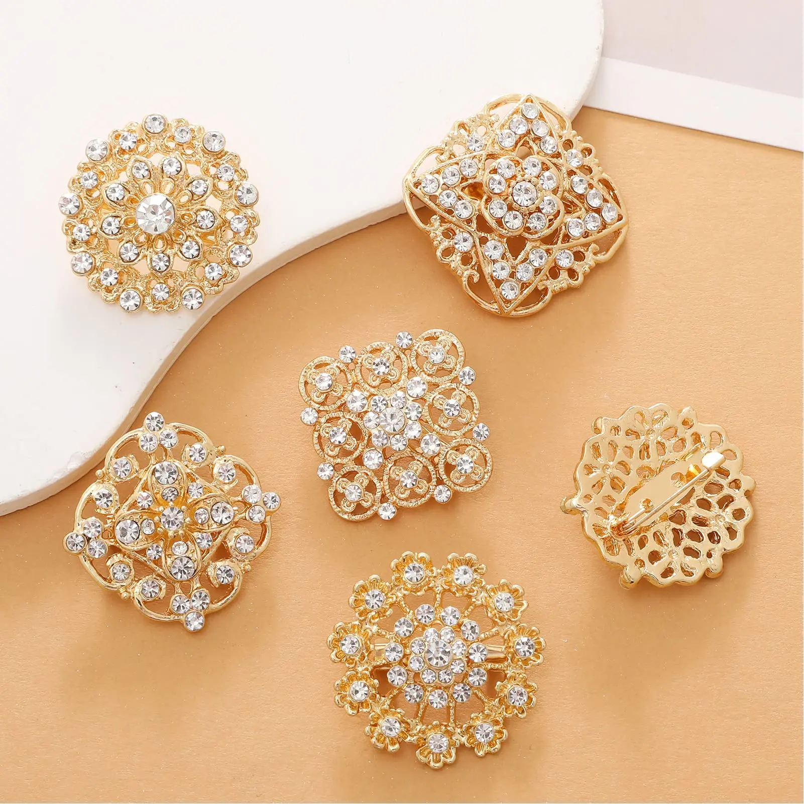 Women’s 12-Piece Exquisite Bridal Brooches, Bulk Rhinestone Floral Pins with Pin on the Back – Corsage Accessory for Weddings, Crafts