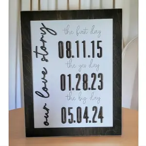 Our Special Dates Sign, Our Love Story Sign, Wood Engraved & Stained, Wedding Gift, Our Love Story, Marriage, Gift for Couples, 11"x14" Rustic Design Living Room Decor
