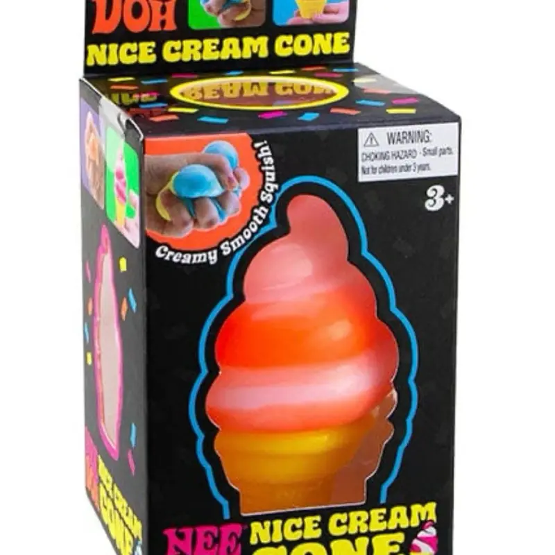 Nice Cream Cone Squishy Stress Toy - Creamy Smooth Satisfying Sensory Fidget Toy for Kids & Adults ONE CONE ONE COLOR AT RANDOM