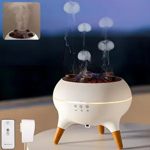 Essential Oil Jellyfish Diffuser, Aromatherapy Diffuser, 250ml Ultrasonic Cool Mist Humidifier, Music Sync Jelly Fish Diffuser with Colorful Light, Remote, Timer for Home Office (White)